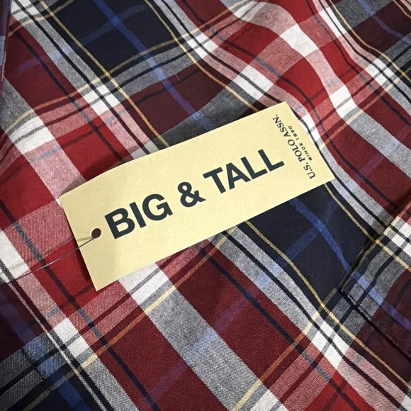 US Polo Assn NWT Men's 5XLT Plaid Long Sleeve Button Up Shirt - Picture 7 of 10